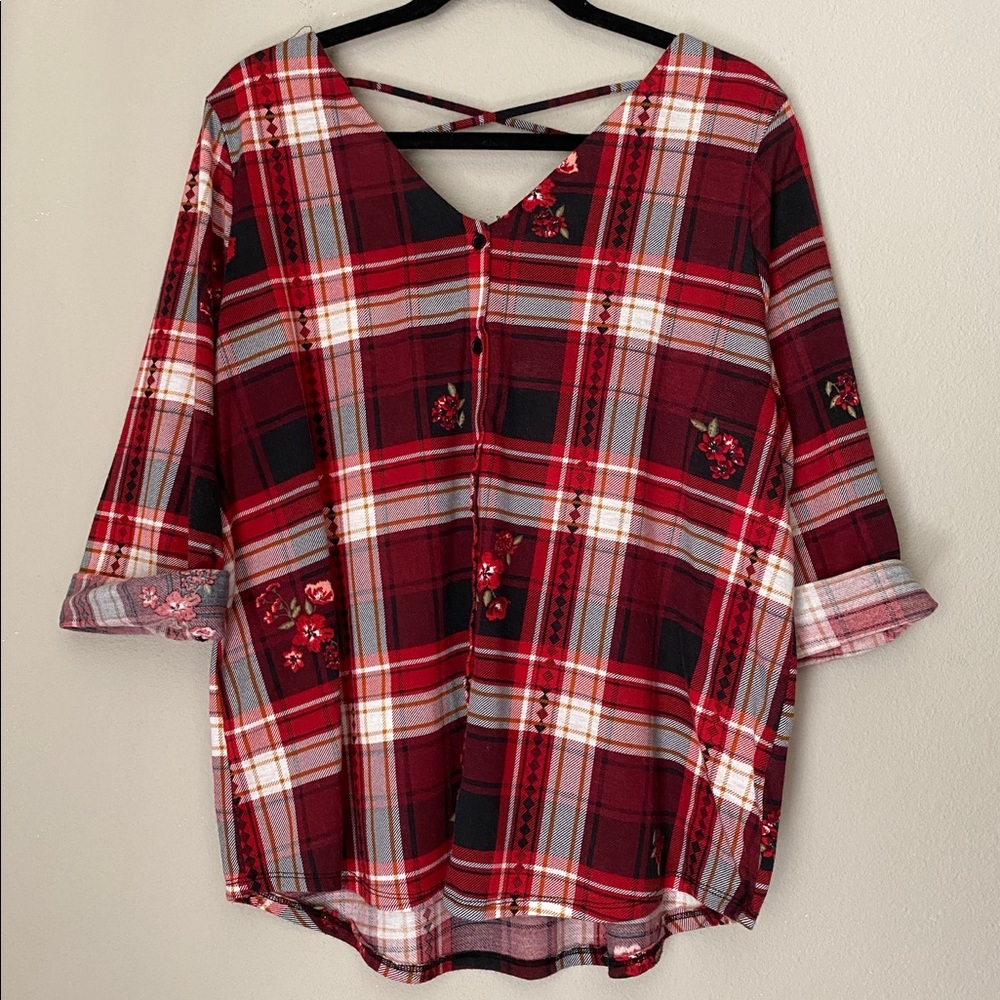 French Laundry Red Floral Flannel size XL